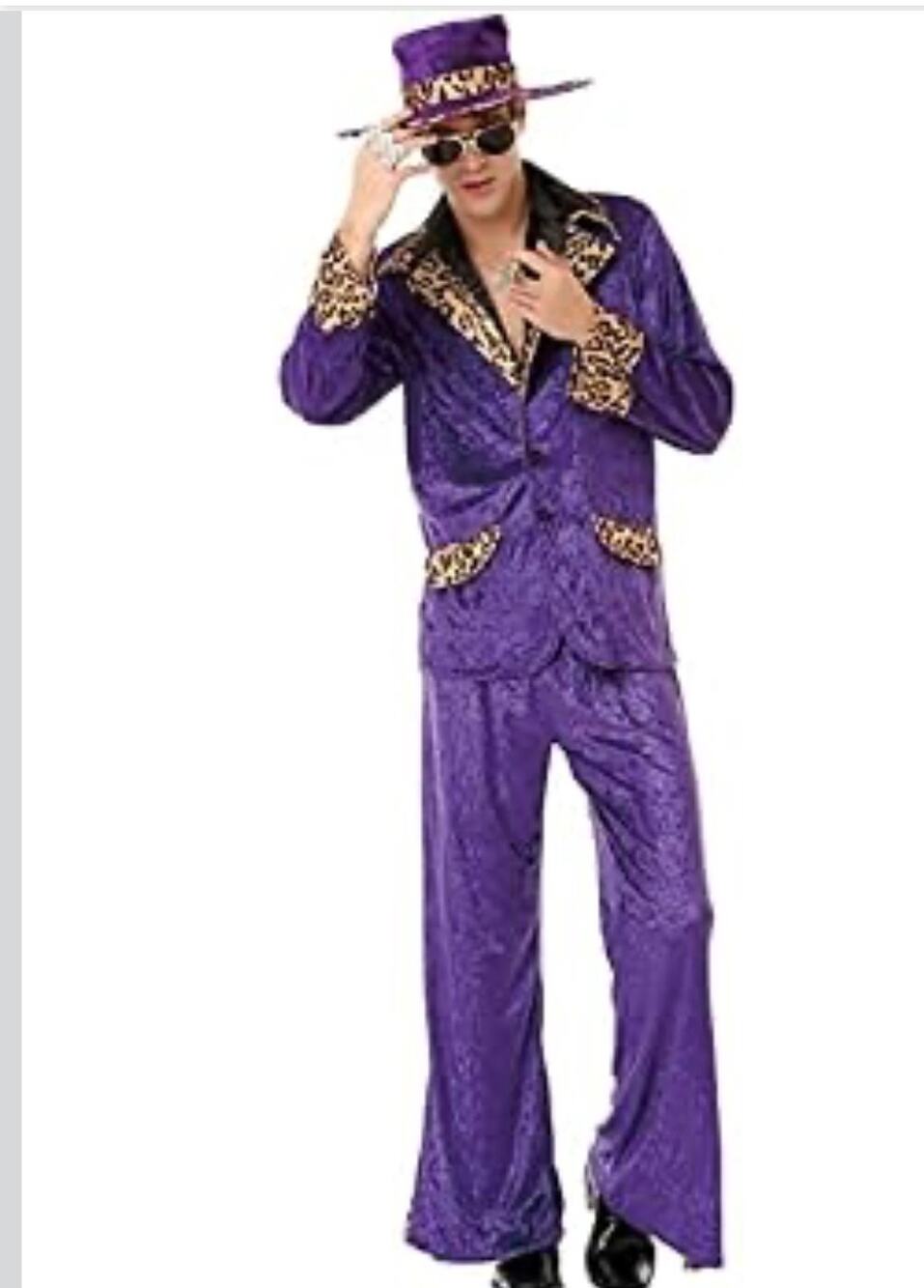Honey Hustler Pimp Costume 70s Disco Suit Mens Large New Leopard Print Outfit